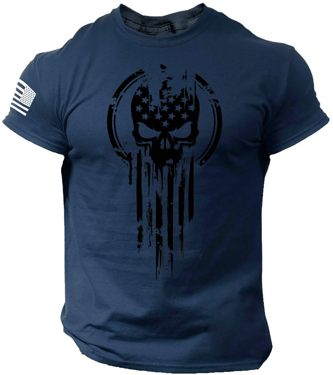 USA flag Skull drop military t shirt