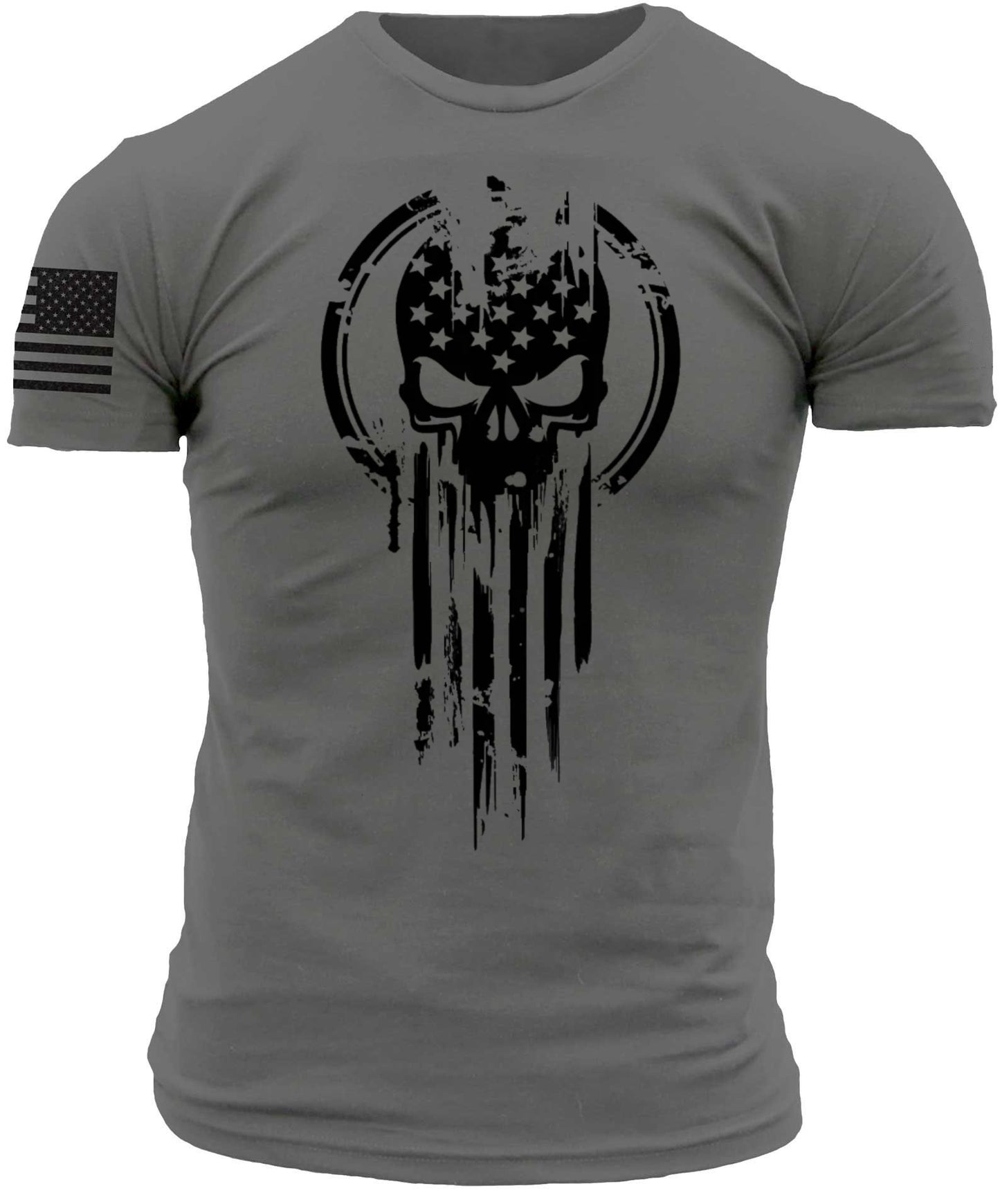 USA flag Skull drop military t shirt