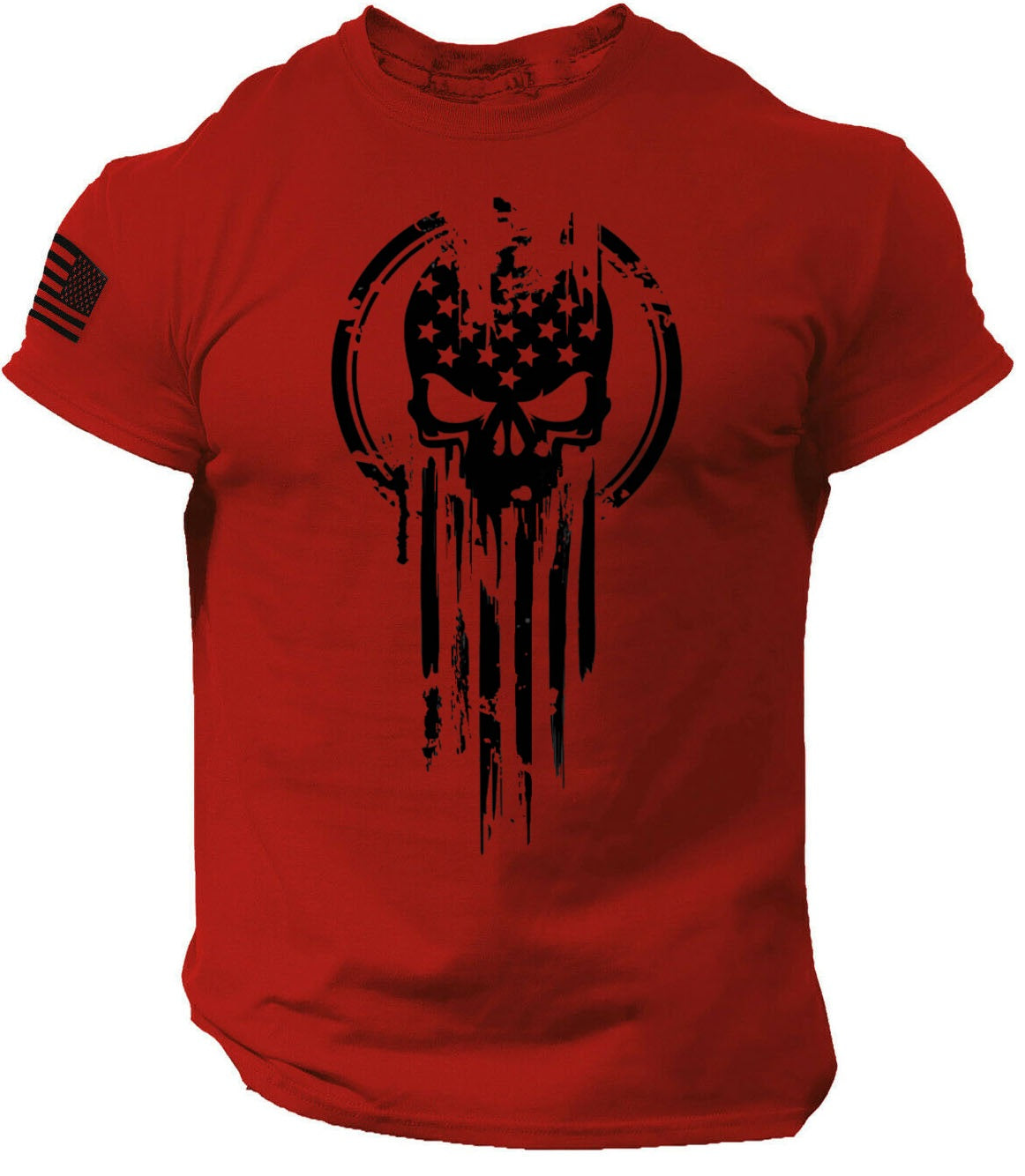 USA flag Skull drop military t shirt