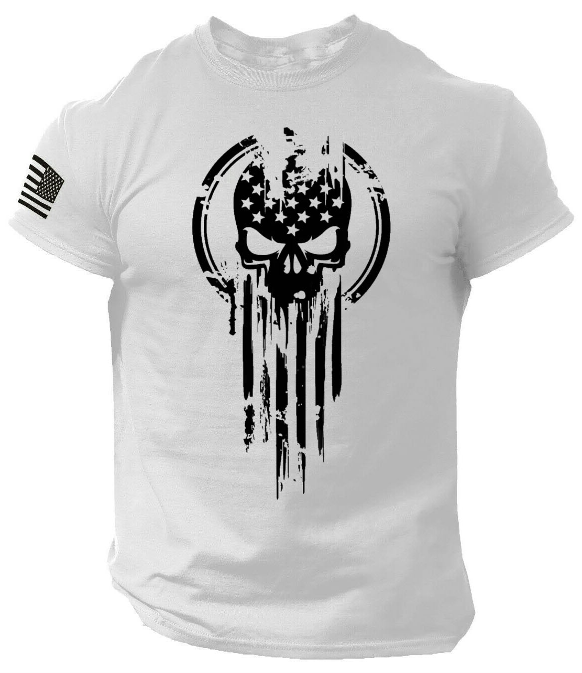 USA flag Skull drop military t shirt